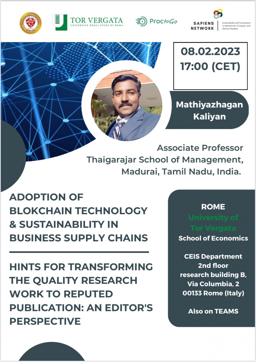 Workshop on Blockchain and Sustainability in Supply Chain